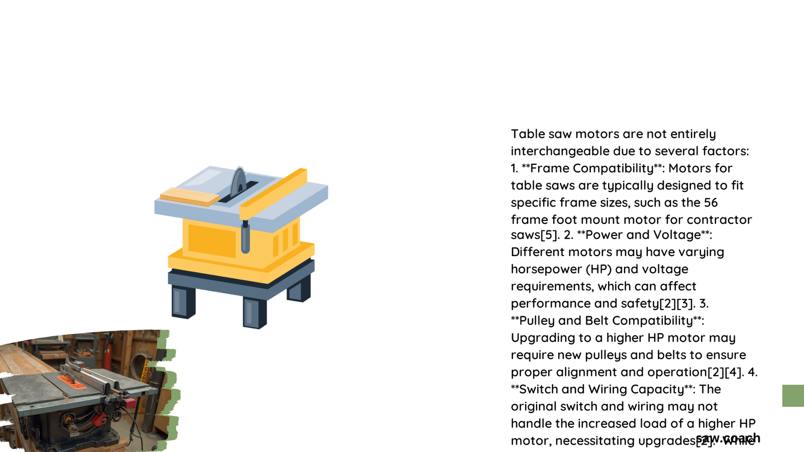 are table saw motors interchangeable