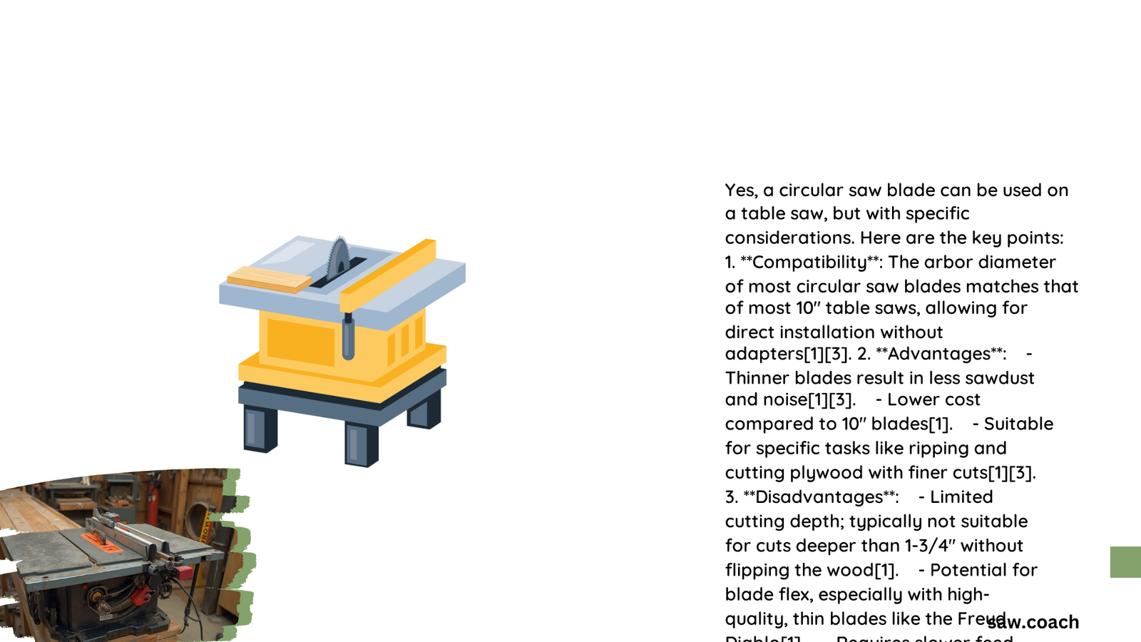 can a circular saw blade be used on a table saw