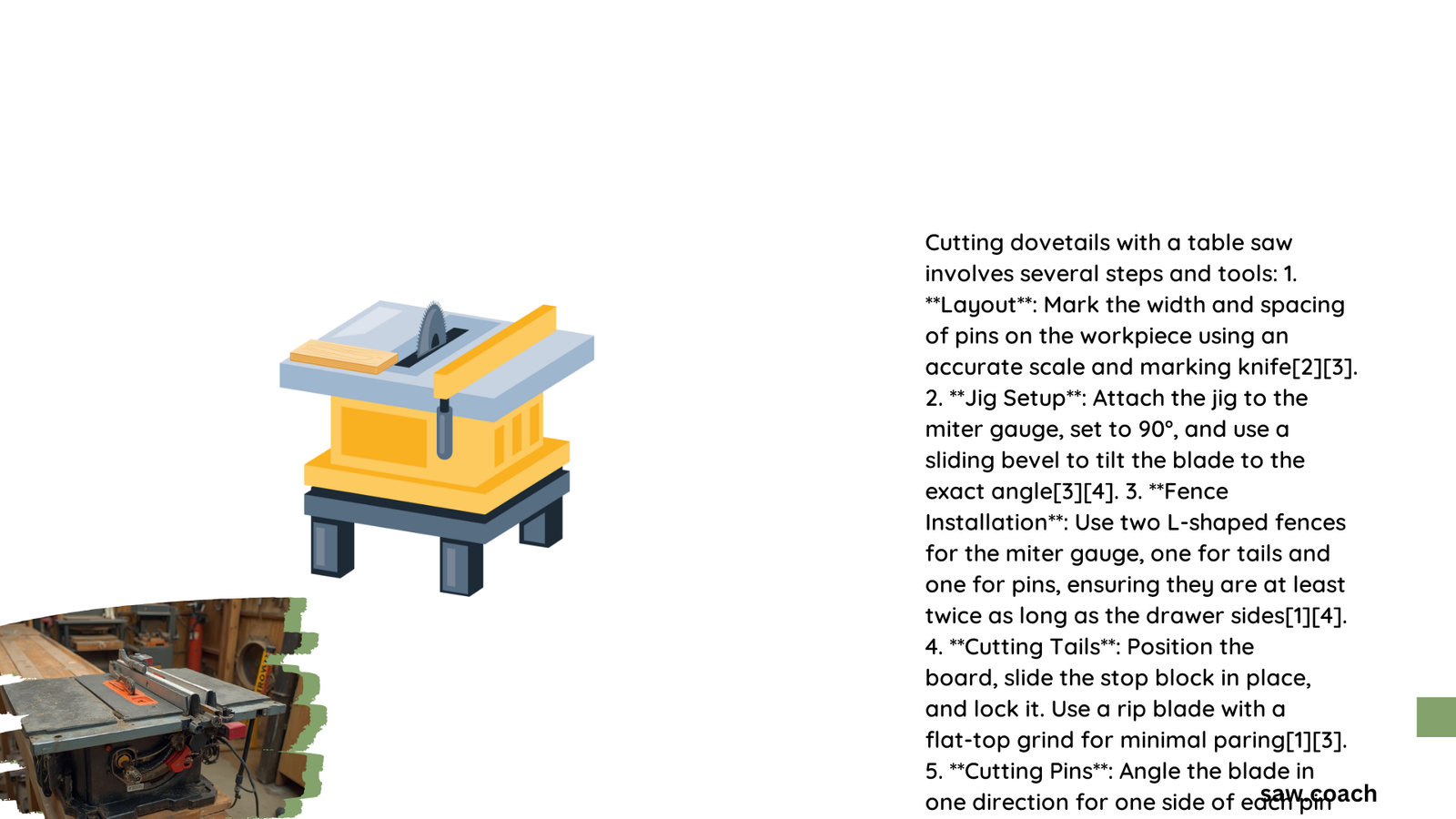 cutting dovetails with table saw