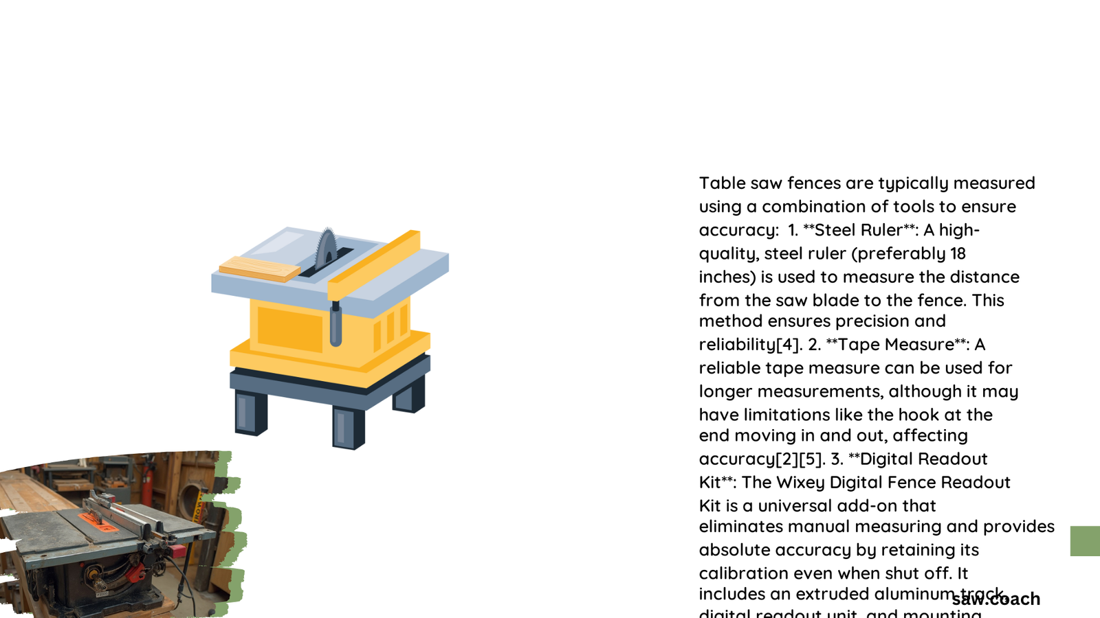 how are table saw fences measured