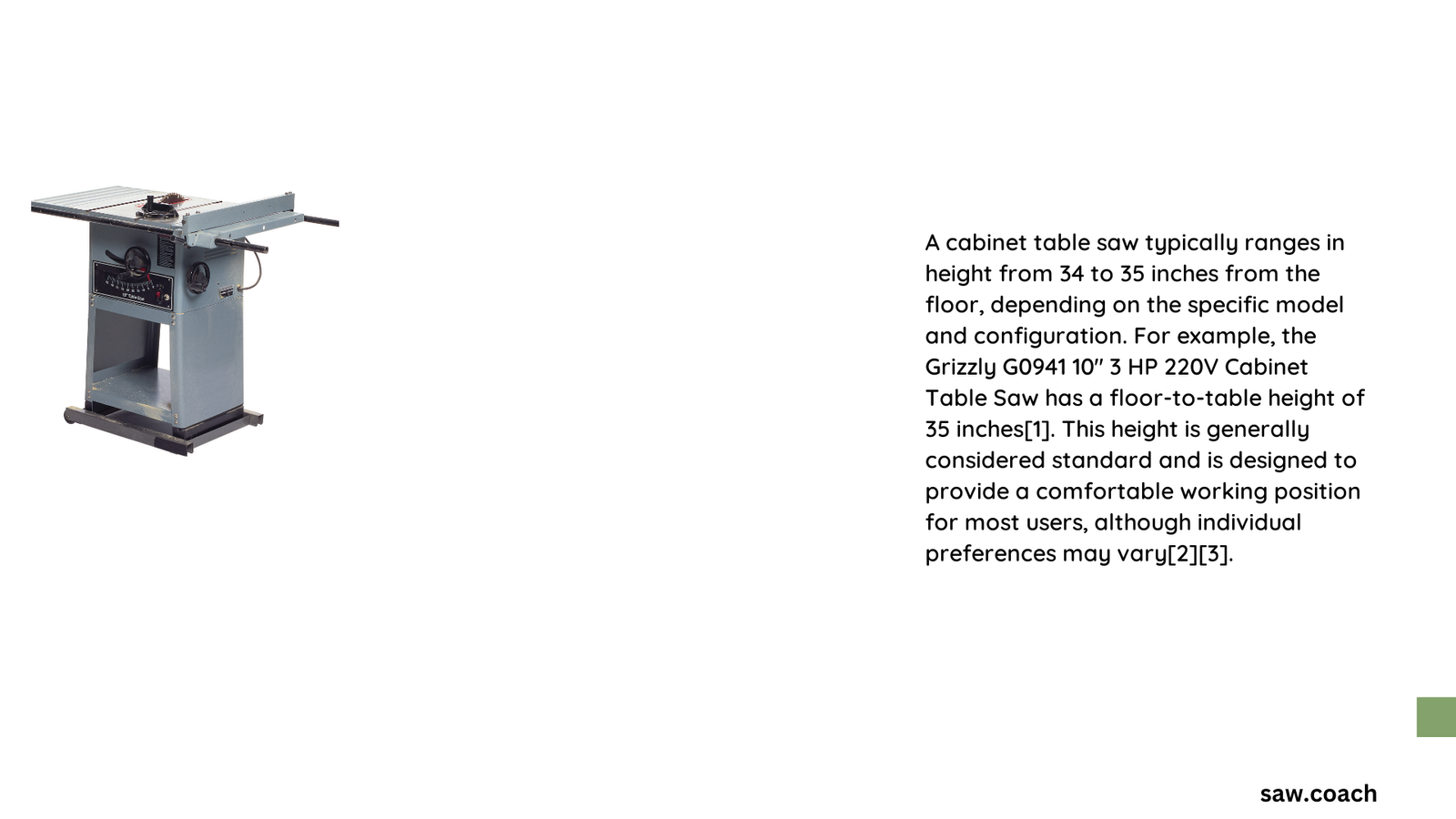 how tall is a cabinet table saw