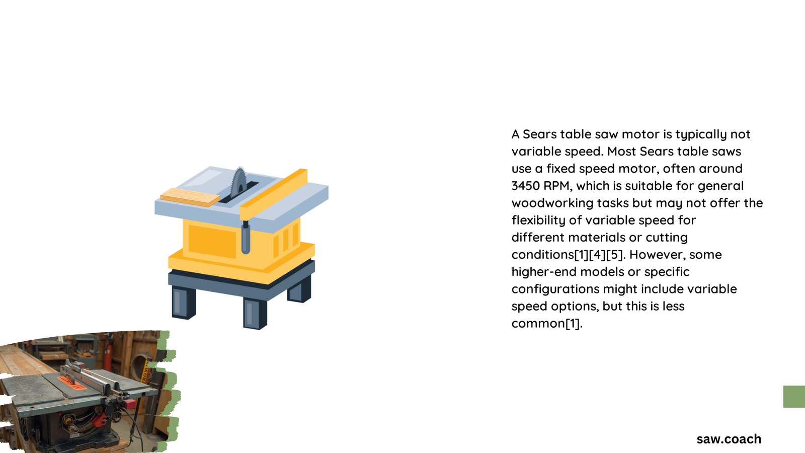 is a sears table saw motor variable speed