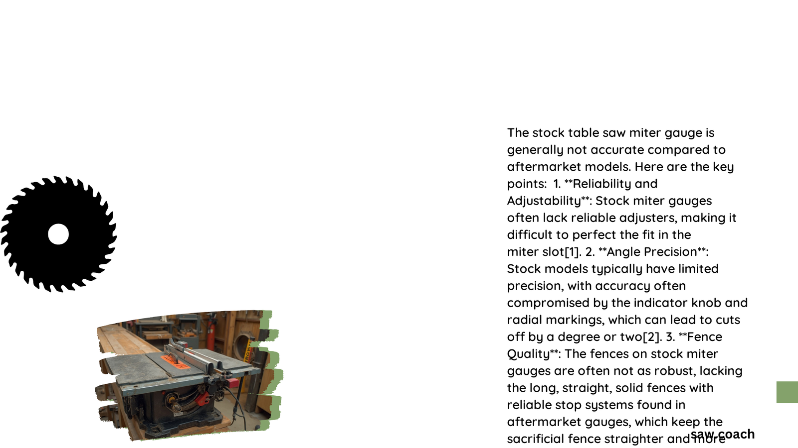 is stock table saw miter gauge accurate