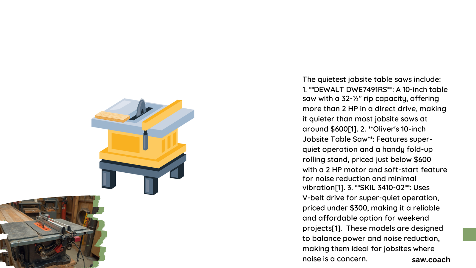 quietest jobsite table saw