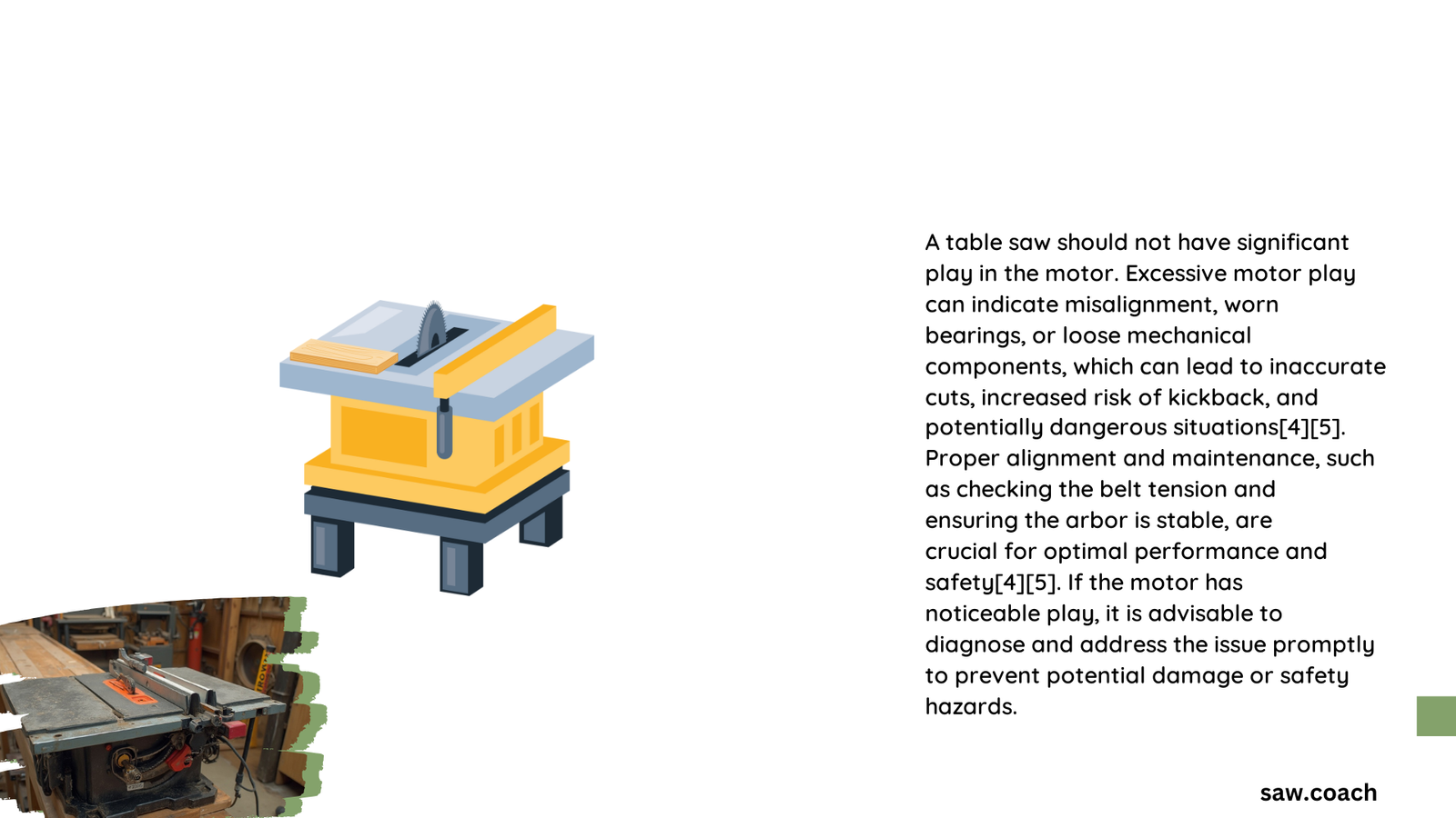 should a table saw have play in the motor