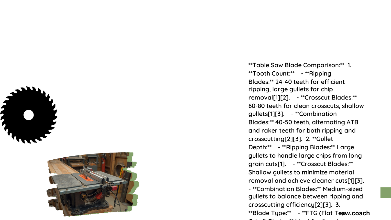 table saw blade comparison