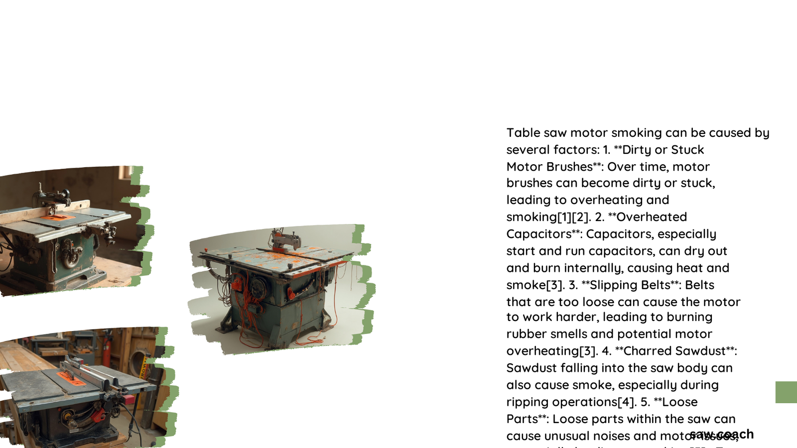 table saw motor smoking