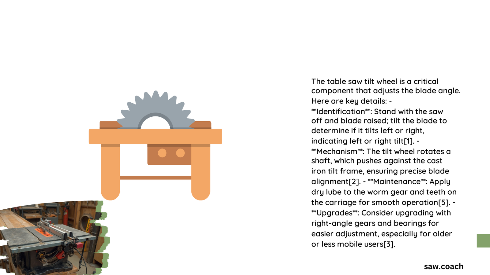 table saw tilt wheel